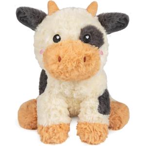 Cow Microwavable & Weighted Stuffed Animals - 1.5 Lbs Unscented Heating Pad for Period Cramps Pain Relief and Anxiety, Cute Black Cow Plush Toys Gifts for Women Girls Adults and Kids by Happy Fuel