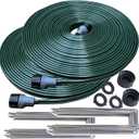 Watoo 2026 Sprinkler Hose & Soaker Hose for Yard - 150 FT Reinforced Flat Garden Hose with Holes, Heavy Duty No-Kink Lawn Irrigation Hose (Includes Stakes, High Pressure Spray)