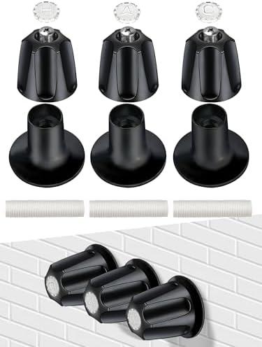 Sousac 3 PCS Metal Shower Knob Replacement, Tub Faucet Handle with Hot/Cold/Diverter/Flange Base, Bathtub Knob Compatible with Price Pfister Verve Fits 5-1/2''H,12 Tooth Broach Stem (Black)