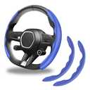 LTDCVTR 2pcs Carbon Fiber Anti-Skid Steering Wheel Cover, Anti-Skid Steering Wheel Cover/Segmented Steering Wheel Protector/Car Interior Accessories for Men/Women - Durable(Blue)