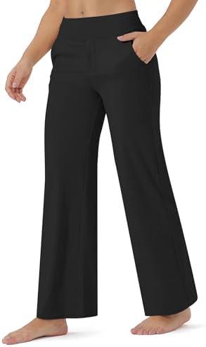 JOYCATCH Wide Leg Pants Women Stretch High Waist Comfy Yoga Pants for Dress Work Casual with Pockets, L