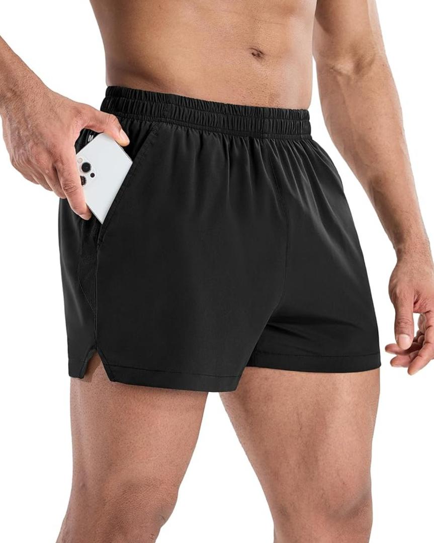 MIER Mens 3 Inch Shorts for Athletic Running Dry Fit Lightweight Workout Gym Active Shorts with Brief Liner, Pockets S