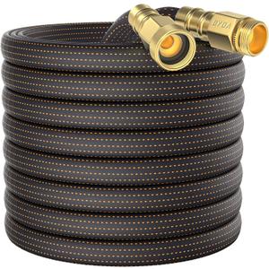 10FT Lightweight Flexible Garden Hose,Non-Slip Handles,Non-kink Hose,Solid Brass Fitting for Boats, RV Water Hose,Marine Washdown,Lawn,Garden,Leakproof TPE Hose (OrangeBlack, 10 FT)