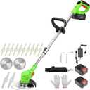Electric Weed Wacker Cordless, 4-in-1 Cordless Weed Wacker, Battery Powered Weed Eater String, 21V Electric Weed Eater, for Lawn, Bush Trimming(with 2 x 4.0Ah Batteries and Fast Charger Included)