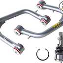 Front Upper Control Arms for 2019-2024 Chevy Silverado 1500 GMC Sierra 1500, 2-4" Lift Silver Tubular Arms with PU Bushings and 1 Spare Ball Joint