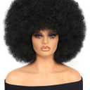 GKtineke Afro Wig 14Inch Afro Wigs for Black Women 70s Afro Kinky Curly Wig Bouncy Huge Fluffy Puff Wigs Synthetic Hair for Cosplay Daily and Party Natural Black