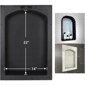 Uni-Green Recessed Shower Niche Arch Top Single Shelf 17X25 Ready to Tile Fin Niche