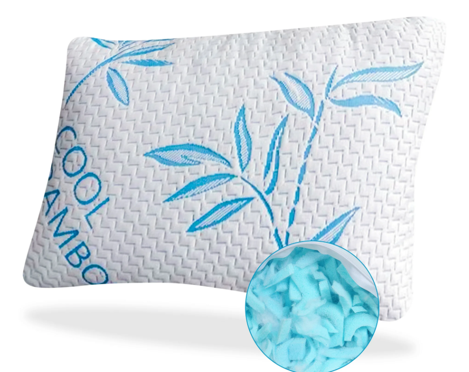 Queen Size Bamboo Pillow For Sleeping - Shredded Memory Foam Adjustable Bamboo Pillow - Hypoallergenic, Removable/Washable Bamboo Cover, Queen Size Sleeping Bed Pillow- 1 Pack