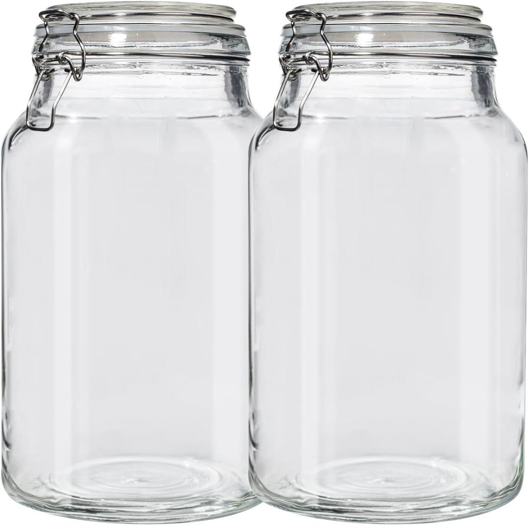 1 Gallon Glass Jar with Lid,2 Pack Large Gallon Mason Jar with Airtight Lids,Wide Mouth Glass Pickling Jars for Canning,Fermenting,Preserving
