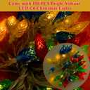 2 Pack 39'' Solar Christmas Tree Lights Outdoor - Large White Solar Christmas Tree with 100 LED Multi-Color C6 String Lights for Outside Decorations, Xmas Trees Decor for Yard Pathway Cemetery