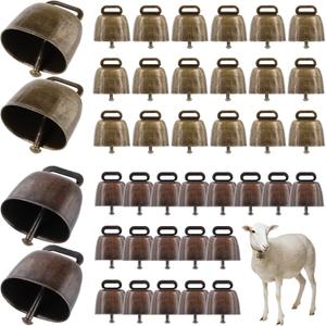 40 PCS Cow Bells, Grazing Copper Bells, Metal Cow Bells with Crisp Sound, Loud Animal Copper Bronze Bells, Vintage Grazing Bells for Cow Horse Sheep, 2 Colors