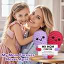 Mom Gifts from Daughter Son,Birthday Valentines for Mom Mama Mother in Law Bonus Step,Funny Handmade Crochet Heart Small Gift for Moms,Cute My Mother Forever Never Apart Desk Decor