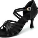 RoseMoli Women's Latin Dance Shoes Satin Professional Ballroom Salsa Practice Performance Dance Shoes, 39
