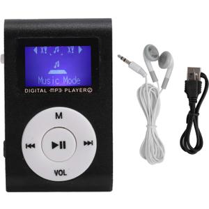 32GB MP3 Player, Portable Digital Music Player with Headphones and USB Cable, Sports Mini MP3 LCD Mini Screen Music Media Player with Back Clip(Black)