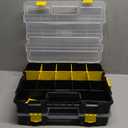 MIXPOWER 2 Pieces 34-Compartment Toolbox Organizer sets, 20 Removable Dividers, Black/Yellow, 2 Pieces Set, Excellent for Screws, Nuts, Small Parts