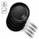 12 Inch Nonstick Frying Pan Set of 4 – Hard-Anodized Ceramic Non-Stick Skillets with Stainless Steel Handles, Dishwasher & Metal Utensil Safe Cookware, PFAS & PFOA Free