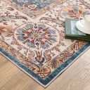 jinchan Area Rug 3x5 Washable Entryway Rug Vintage Floral Indoor Soft Retro Distressed Navy Brown Multi Carpet Country Boho Non Slip Bathroom Kitchen Living Room Bedroom Dining Room