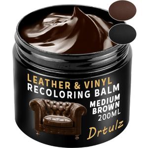 Leather Recoloring Balm, Leather Color Restorer Conditioner, Leather Restorer for Couches Paint, Leather Scratch Remover, Scratch Leather Faded Repair Kits for Vinyl Furniture (Medium Brown, 200ML)