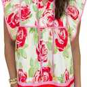 Cicy Bell Womens Peplum Floral Blouses Babydoll Ruffle Cap Sleeve Boho Tops | Flutter Short Sleeve Top,V Neck,Dressy Casual Summer Flowy Shirts,Versatile for Daily Vocation (M)