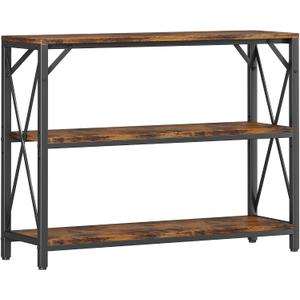 Homeiju Entry Table 40" Width, 3-Tier Entryway Table with Storage, Industrial Sofa Table with Open Shelves, Foyer Tables for Entryway, Hallway, Kitchen, Living Room and Bedroom, Rustic Brown