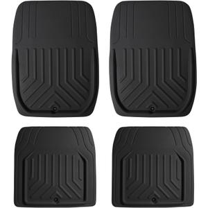 FH Group Faux Leather Deep Dish Car Floor Mats – Trim-to-Fit, Universal Fit Full Set Automotive Floor Mats for Cars, SUVs & Trucks, Durable All-Weather Interior Protection, Black
