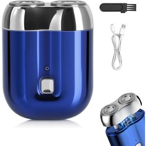 Mini Electric Shaver for Men Women, Pocket Dual Head Shaver, Rechargeable Waterproof Compact Travel Electric Razor, USB Close Battery Portable Razor for car, Travel, Office, Home use (Blue)
