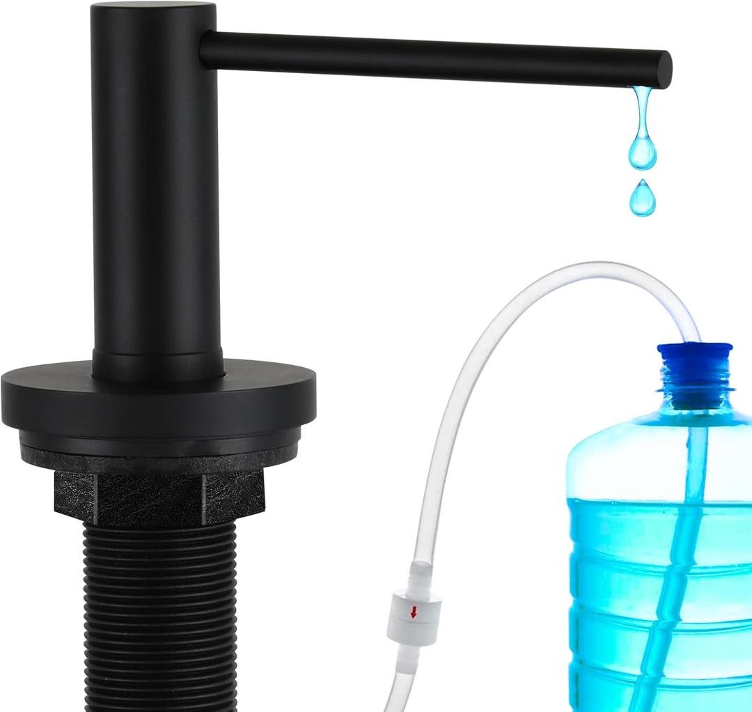 Gappo Upgraded Matte Black Soap Dispenser for Kitchen Sink, Stainless Steel Countertop Pump, Built in Sink Soap Dispenser with 47" Extension Tube kit