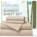 100% Rayon Derived From Bamboo - Bamboo Sheets Queen Size - Cooling Sheets for Queen - Ultra Soft, Breathable & Hotel Luxury Bedding - 1 Flat & 1 Fitted & 2 Pillowcases w/ 16 Inch Deep Pockets - Wheat