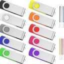 ABLAZE 1GB Flash Drive 10 Pack, USB 2.0 Memory Stick with Lanyards Swivel Thumb Drives Bulk Pendrive U Disk for Data Storage (Mixcolors)