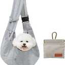 CONLI Small Dog Carrier Sling with Adjustable Strap & Dual Safety - Features Storage Pocket & Detachable Treat Pouch, Hands-Free Pet Sling for Chihuahuas, Yorkies Under 12lbs for Walking, Hiking