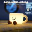 Cute Coffee Cup Night Light for Kids Rechargeable, Battery Operated Nightlight 3 Level Dimmable with RGB&Timer, Silicone Touch Nursery Lamp for Baby Girls Boys Bedroom Gifts