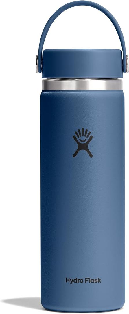 Hydro Flask Water Bottle - Insulated Stainless Steel - Wide Mouth Flex Lid, Non Spill, Leakproof and Refillable in 20 Oz Harbor Blue