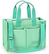 ZORFIN Canvas Tote Bag for Women with Zipper and Compartments Crossbody Work Laptop Bag for Travel College Office