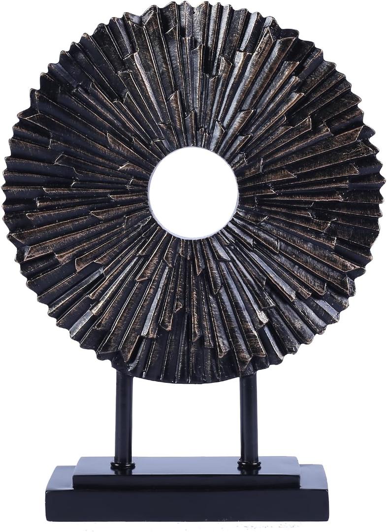 CECKQUE Minimalist Round Statue Above Cabinet Decor Kitchen, Modern Decorative Sculpture Home Decorations for Living Room Coffee Table, Office Decor Items, Center Pieces Decoration (Black)