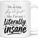 Funny Gifts for Women Men, Literally Insane Mug, Sarcastic Office Humor Gift, Funny Coworker Gag Gift for Friends Boss Employees, Birthday Christmas White Elephant Gift