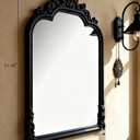 Black Arched Wall Mirror, Antique Baroque Wall Mirror Decoration, Fireplace/Entrance/Living Room/Bedroom/Kitchen/Farmhouse/Bathroom Home Decor(Black)