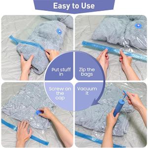 10 Pack Medium Vacuum Storage Bags with Hand Pump, 80% Storage Space Saving, Sturdy Leak-Free Space Saver Vacuum Seal Bags for Clothing, Vacuum Compression Bags for Travel Lugggage
  Clear