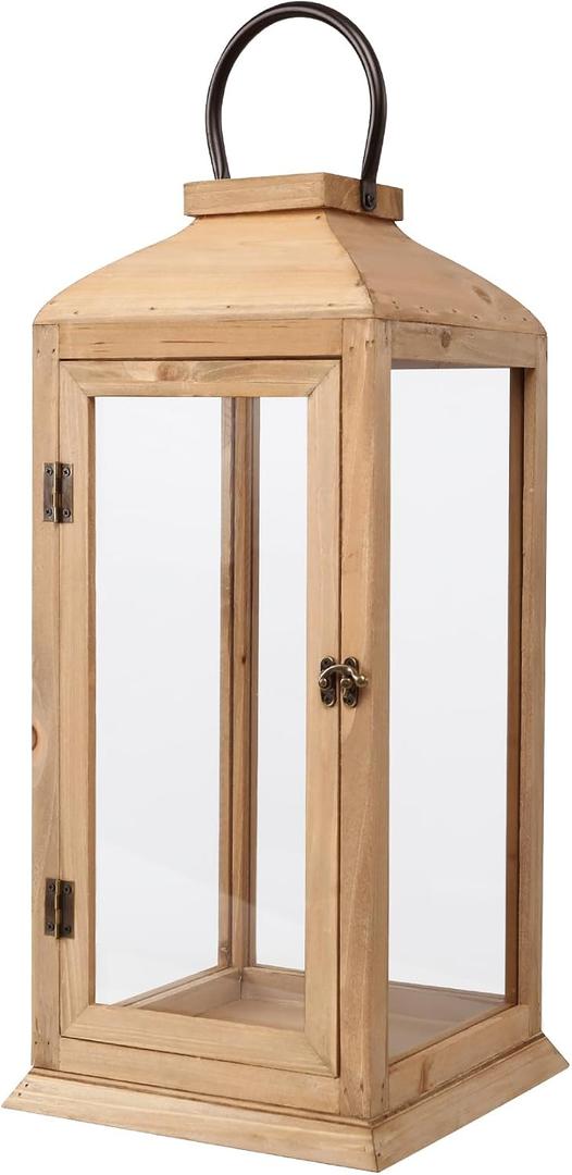 Bdor 22.5 Inch Outdoor Wooden Candle Lantern for Porch, Lantern Only