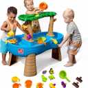 Step2 Tropical Rainforest Water Table, Kids Water and Sand Activity Sensory Playset, Summer Outdoor Toys, 13 Piece Water Toy Accessories, For Toddlers 1.5+ Years Old, Blue & Brown