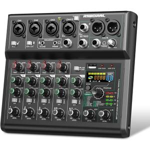 USB interface Audio 7 Channel Mixer With Effects 88 Dsp Digital DJ Mixing Board Bluetooth Music Player 48v Line For Condenser Mic Audio Mixer to PC/Phone For Karaoke Record Livestream