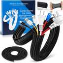 Cable Management Sleeve & Cord Organizer for Desks - Wire Management Cover to Wrap & Protect Messy Cables for Computers, TV & Electronics - 10 ft x 0.5"