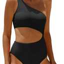 Women's One Piece Swimsuit- One Shoulder Bathing Suit Cutout Tummy Control Swimwear
 (Small, Black)