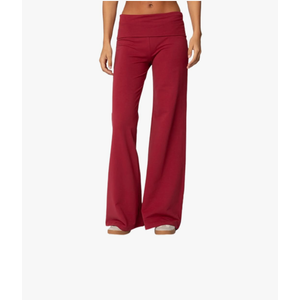 Lounge Yoga Pants for Women Fold Over Low Waist Wide Leg Sweatpants Flare Leggings Bell Bottoms Y2K Foldover Pants