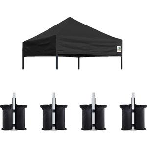 Eurmax USA Pop Up Canopy Replacement Canopy Tent Top Cover, Instant Canopy Top Cover ONLY,Bonus 4PC Pack Weight Bag (5x5, Black)