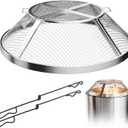 Fire Pit Spark Screen for Solo Stove Bonfire Shield 19.5 Inch, Sturdy 304 Stainless Steel Fire Pit Spark Protection, Easy-Opening Spark Cover Accessories with Removal Tools (19.5 inches) (Silver)