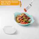 10 Pcs Ceramic Spoon Rest for Stove Top 3.8 x 3.4 Inch Porcelain Spoon Holder Utensil Rest Dishwasher Safe Cradle for Home Kitchen Accessories (White)