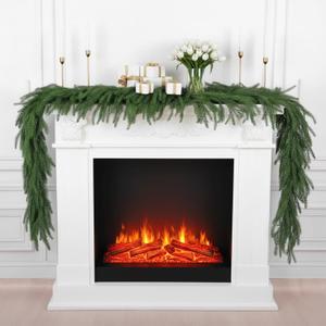 6FT Christmas Norfolk Pine Garland Artificial Real Touch Green Pine Garlands Indoor Christmas Decorations for Mantle Table Runner Fireplace Stairs Outdoor Winter Decor