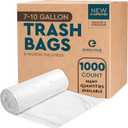 Clear 7-10 Gallon Trash Bags, 1,000 Bulk Pack - Medium Size Garbage Bin Liners for Office, Bedroom and Kitchen Wastebasket Cans - by Executive Collection