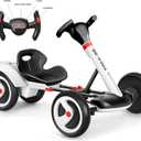 Rovox Kids Ride On Car Go Kart 6V Battery Operated Electric Car Safety for Young Kids 2 3 4 5 6 Years Old Speed 3Mph Speed with Light Sounds and Music, Black & White