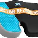 Everlasting Comfort Doctor Recommended Memory Foam Seat Cushion for Office Chairs & Car - Ergonomic Office Desk Accessories - Cushions for Tailbone Pain Relief, Sciatica (Black Cool, Large)